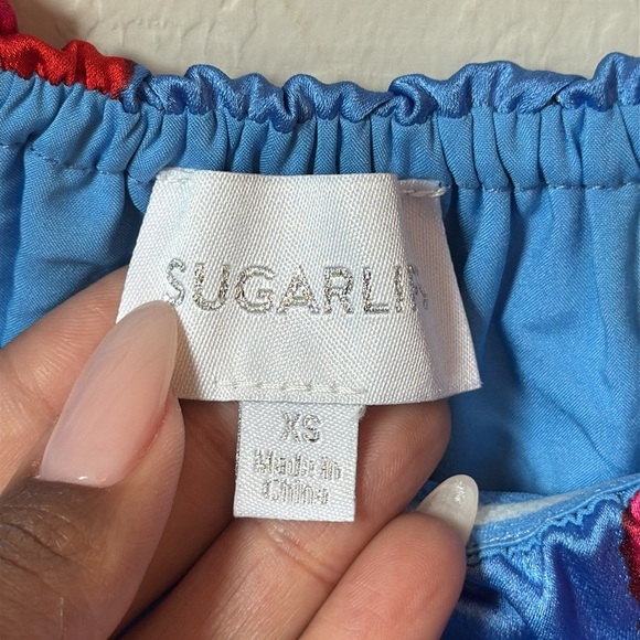 SUGARLIPS Aina Tropics Nonna Strapless Satin Maxi Dress XS - Picture 6 of 9